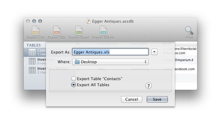 Excel Export Dialog