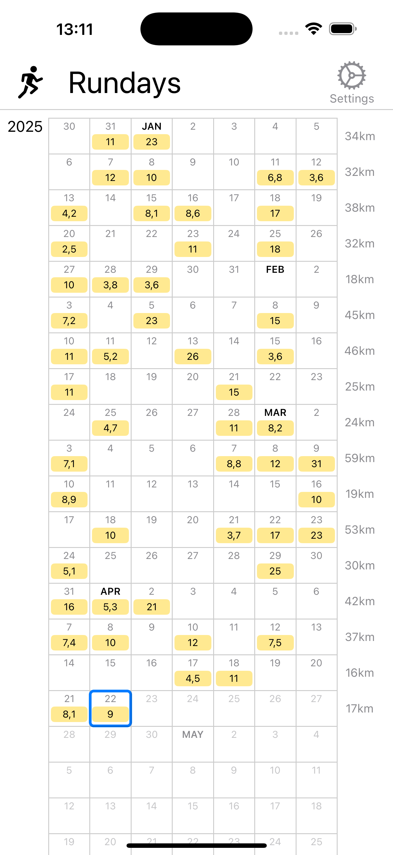 Rundays App Screenshot